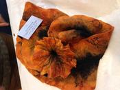 Felt Wool Scarf with Flower - Orange / One Size