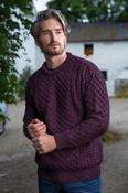 Unisex Merino Wool Aran Sweater Damson - S image