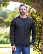 Mens Donegal Wool Roll Neck Sweater Black Mix - Black Mix / XXL