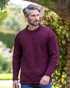 Mens Donegal Wool Roll Neck Sweater Burgundy - Burgundy / XL