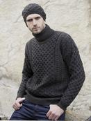 Aran Turtleneck Sweater R1949 - Charcoal / XL image