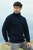 Aran Turtleneck Sweater Navy - M