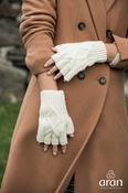 Hand Knit Fingerless Aran Gloves - M / Charcoal image