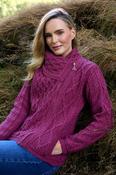 100% Merino Wool Side Zip Aran Cardigan – Berry - XS image
