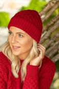 Irish Aran Hat - Red