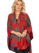 Irish Celtic Design Shawl Red
