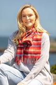 100% Cashmere Scarf Red Check - One Size