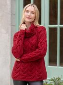 Aran Super Soft Cowl Neck Sweater Red - S image