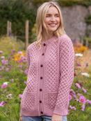 Irish Aran Lumber Cardigan Rose 1505 - L
