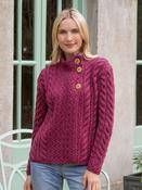 Super Soft Aran Button Cardigan Raspberry - XS