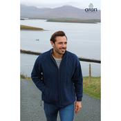Men's Full Zip Lined Cardigan Navy - 100% Shetland wool - XL