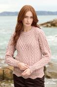 Scallop Hem Crew Neck Lace Sweater Pale Pink - M image