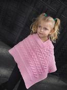Kids Aran Poncho Baby Pink - RED / SMALL/MED