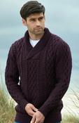 Merino Shawl Neck Damson - S