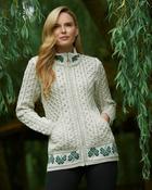 100% Merino Wool Shamrock Zip Cardigan - S