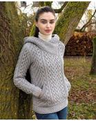 Side Zip Cardigan with Hoody - Silver / S