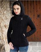 Side Zip Cardigan with Hoody - Black / M