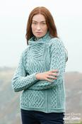 Cable Knit Side Zip Merino Wool Cardigan - Mermaid - S