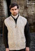 Sleeveless Aran Zip up Cardigan Oatmeal - M
