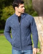 Mens Fisherman Full zip Cardigan Denim Marl - Denim Marl / L