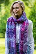 Suantrai of Ireland Open Weave Irish scarf - Purple/Pink/Blue image
