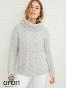 Aran Super Soft Chunky Cowl Neck Light Silver - XL