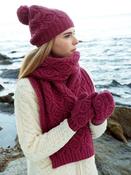 Super Soft Aran Cable Knit Scarf Berry - Berry image
