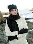 Super Soft Aran Cable Knit Scarf Green N120 - Army Green image