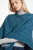 Aran Super Soft Poncho Teal - One size