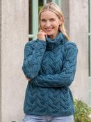 Aran Super Soft Cowl Neck Sweater Teal - M image