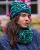 Handmade in Ireland - Supersoft Hat with snood set - Teal image