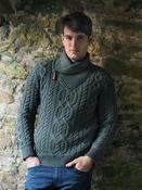 Mens Shawl Zip Neck Irish Sweater - Thundra / XL image
