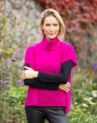 Merino Wool and Cashmere Short Sleeve Sweater Fuchsia image