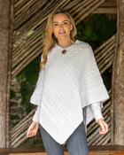 100% Merino Wool Button Poncho Natural One Size - Natural White / One Size