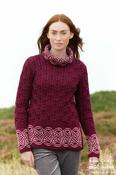 Jacquard Cowl Neck Irish Sweater Wine - Wine / S image