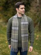 Wool and Cashmere Unisex Scarf Green Check - Green / One Size
