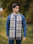 Wool And Cashmere Unisex Scarf Silver Check - Silver / One Size