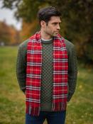 Wool and Cashmere Unisex Scarf Red and Black Check - Red / One size image