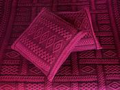 Wine Two Tone Aran Plated Throw and Matching Cushion Set