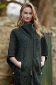 Aran Batwing Jacket Merino Wool - Green Marl / Small-Medium