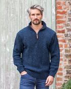 Donegal Wool Half Zip- denim - S