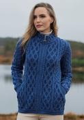Plated Zip Cardigan Blue Marl - M