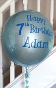 Personalised Light Blue Orbz Balloon With Star Tail image