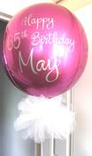 Personalised Cerise Pink Orbz Balloon With Puff Ball image