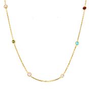 Golden Multi Coloured Bezel Set Short Necklet image