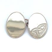 Vintage 9ct Yellow Gold Half Engraved Oval Cufflinks image