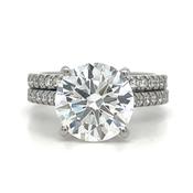Elodie - Platinum Laboratory Grown 4.30ct Round Brilliant Solitaire With Hidden Halo And Castle Set 0.55ct Diamond Band Ring Set image