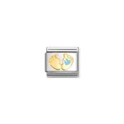 CHARM, COMPOSABLE LINK, BABY FEET,LIGHT BLUE HEART image