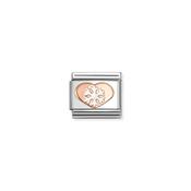 Composable Classic Symbols in stainless steel, enamel with 9k rose gold White Snowflake Heart