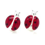 Sterling Silver Wine Ladybird Earrings image